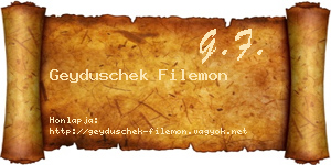 Geyduschek Filemon névjegykártya